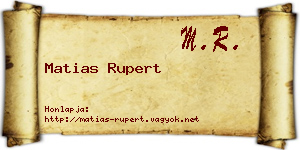 Matias Rupert névjegykártya